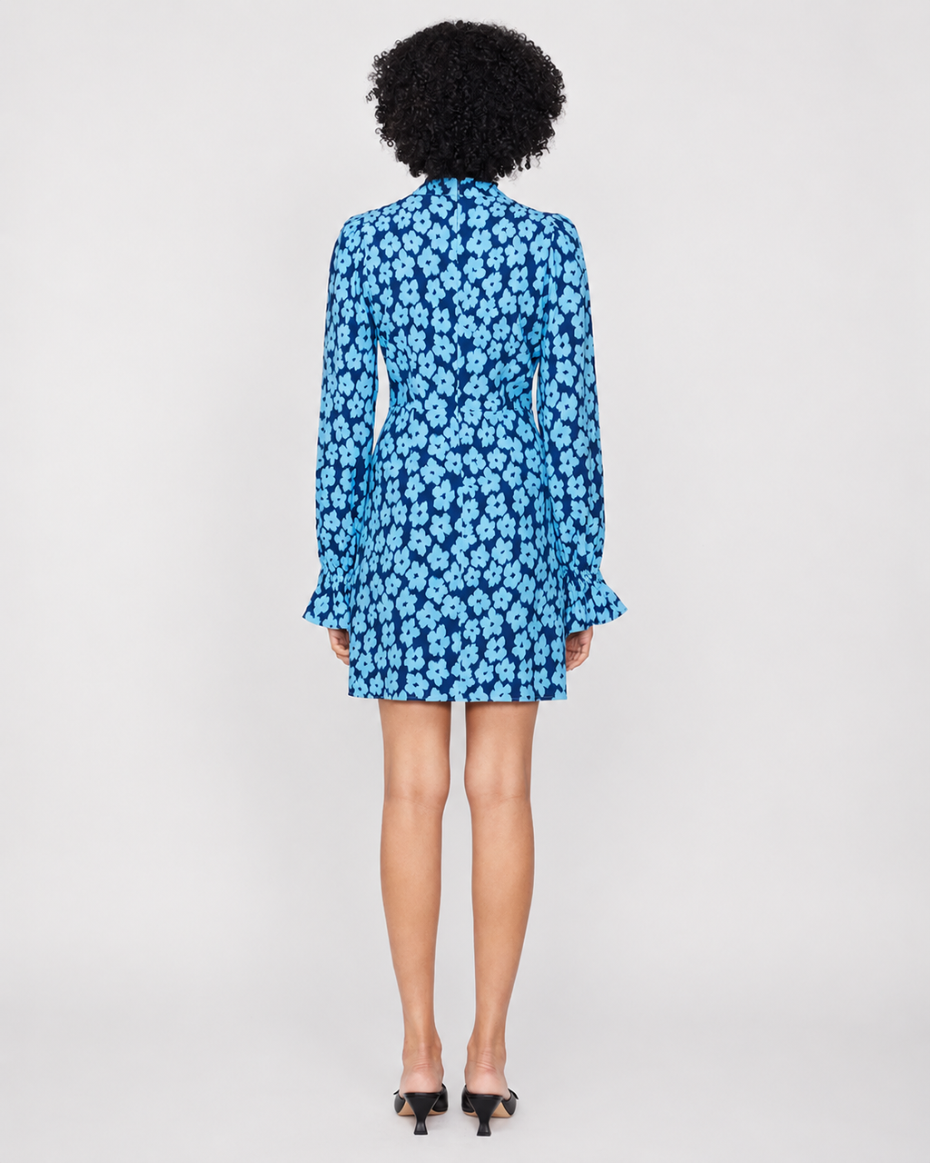 KITRI | Valentina Blue Blurred Floral Mini Dress