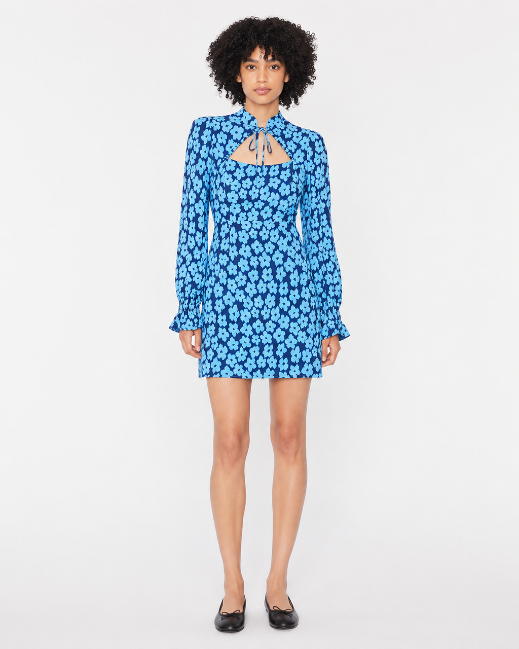 KITRI | Valentina Blue Blurred Floral Mini Dress
