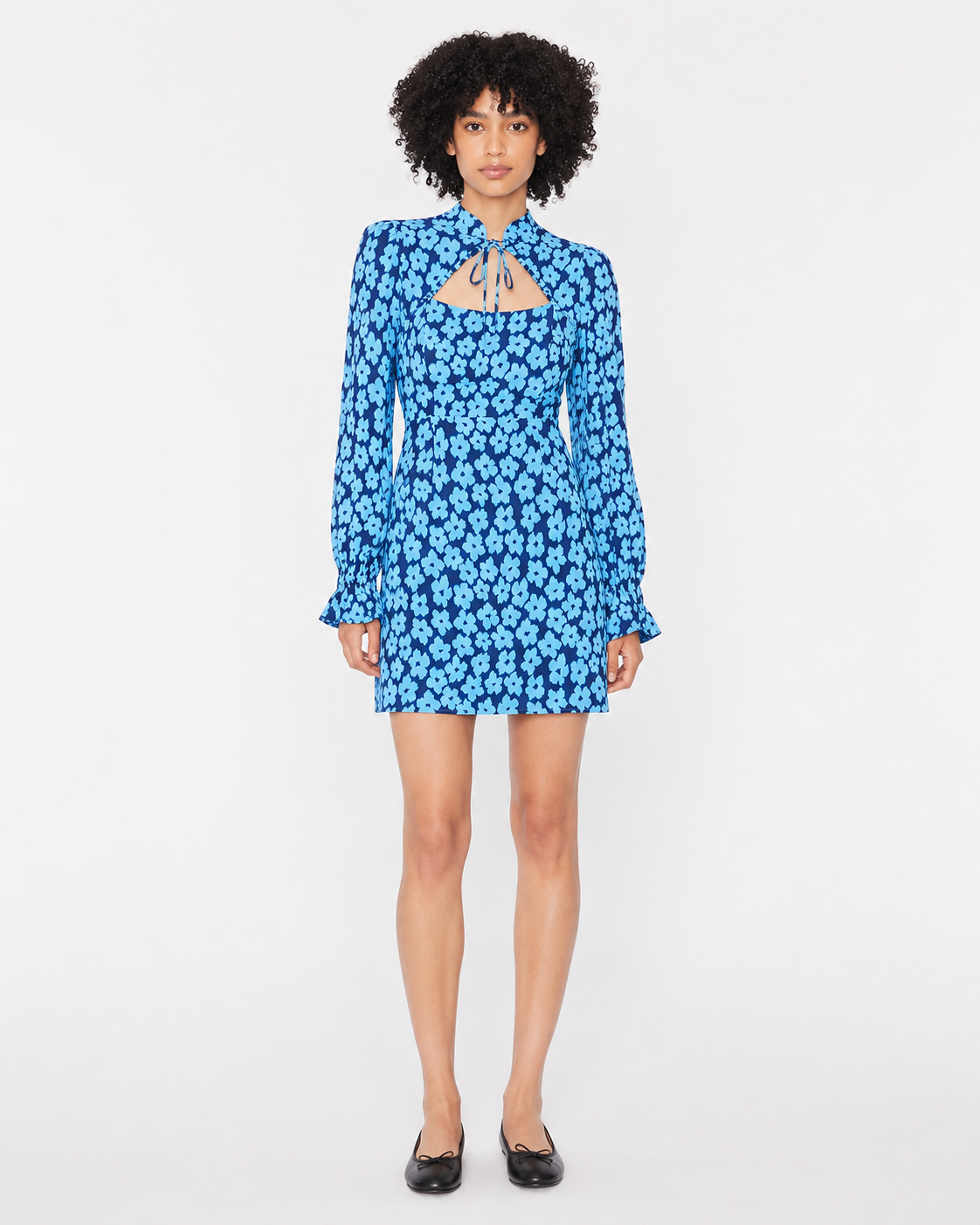KITRI | Valentina Blue Blurred Floral Mini Dress