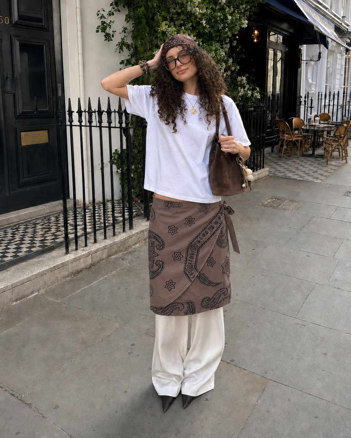 Moshchino | 1990's Vintage Brown Bandana Print Wrap Around Short Skirt