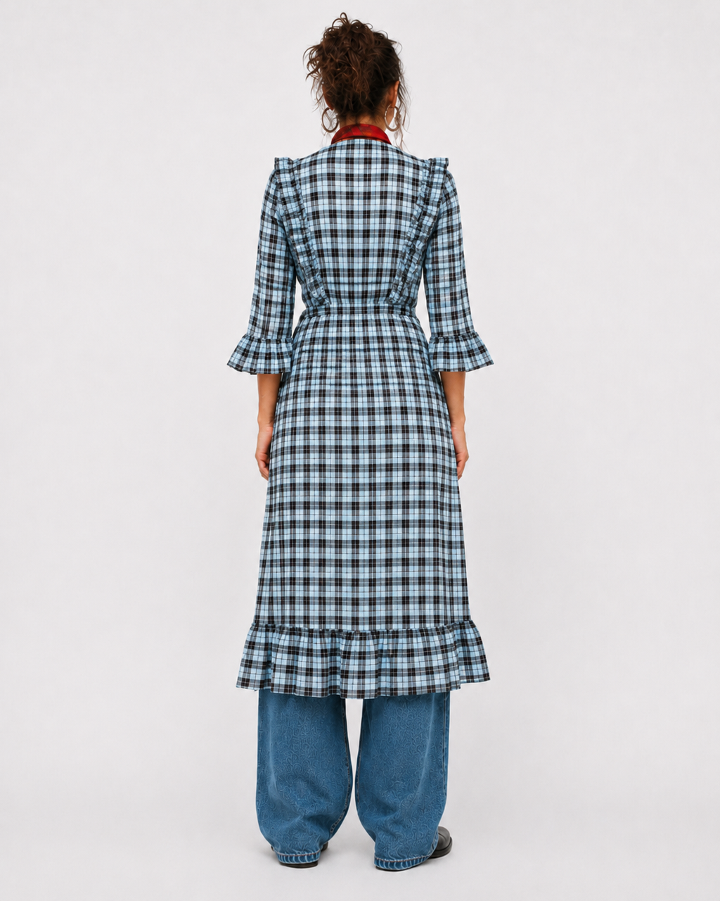GANNI | Charron Plaid Wrap Midi Dress