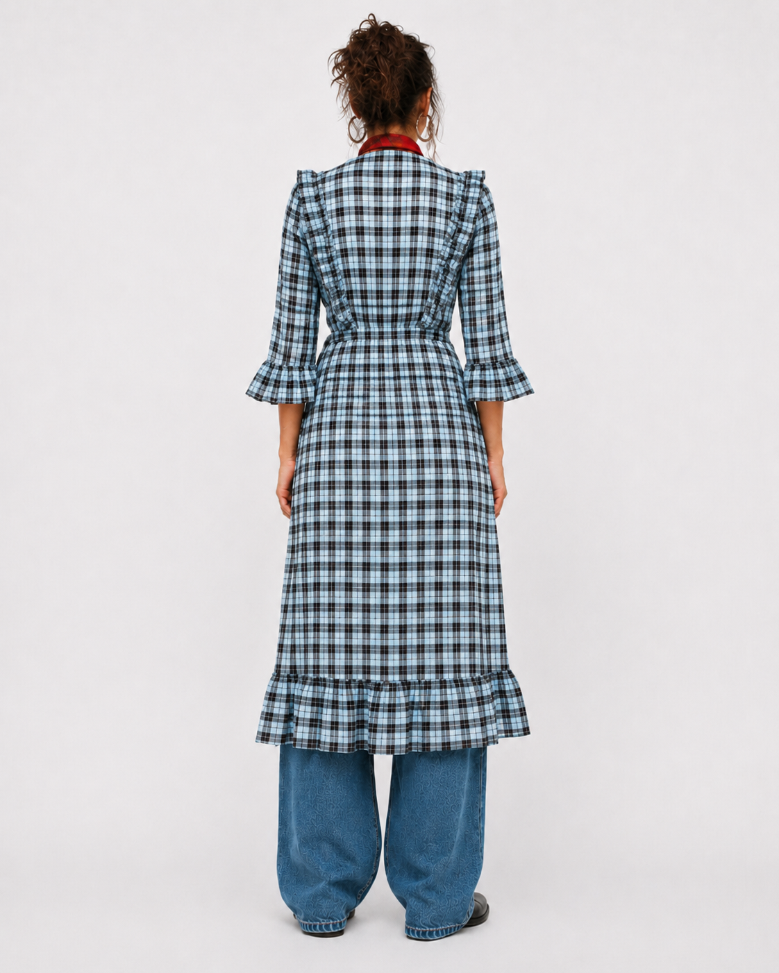 GANNI | Charron Plaid Wrap Midi Dress
