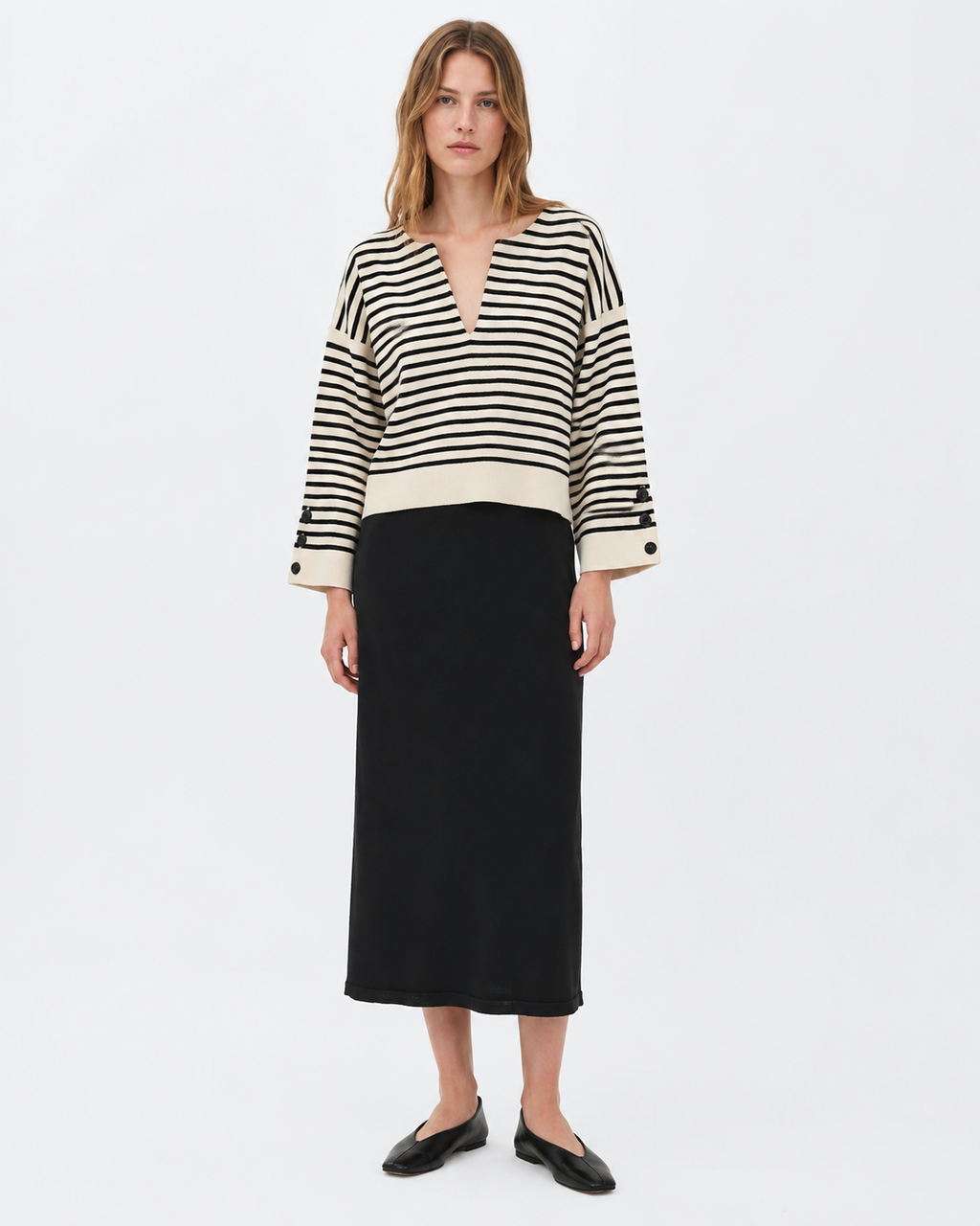 Massimo Dutti | Striped V Neck Jumper