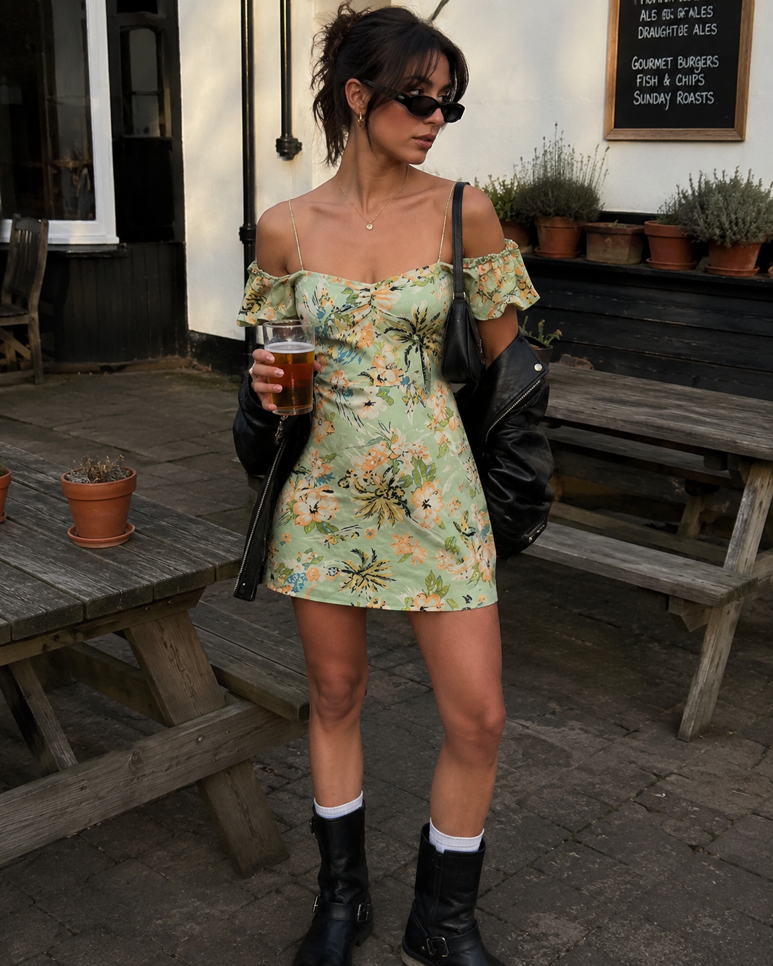 Reformation | Stefano Green Tropical Floral Mini