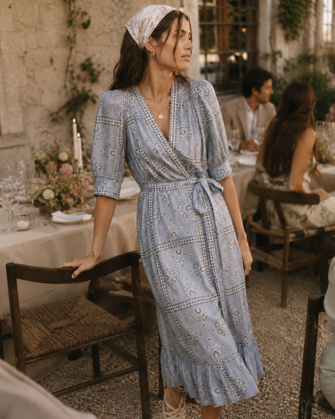 Sandro | Long Wrapover Dress With Paisley Bandana Print
