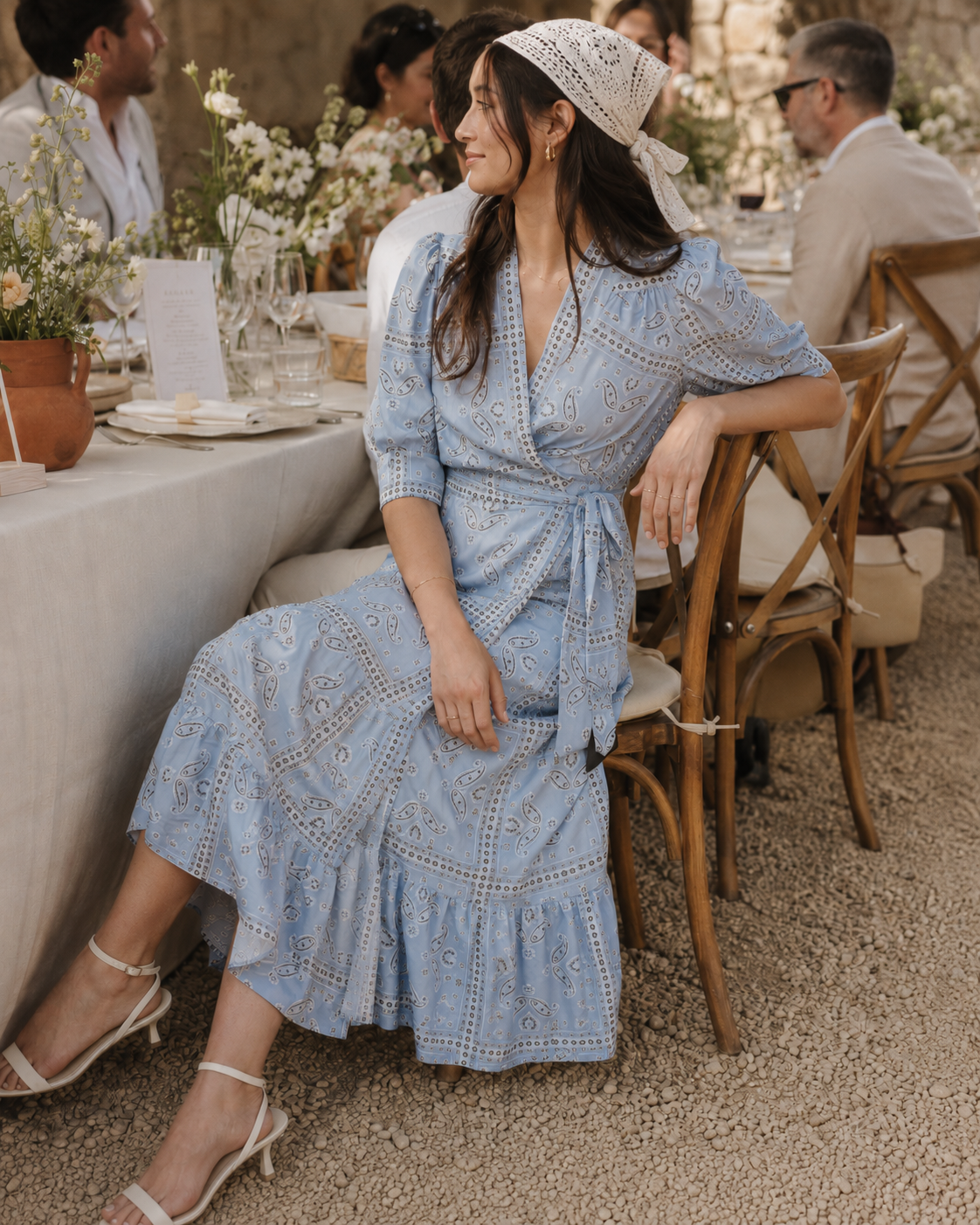 Sandro | Long Wrapover Dress With Paisley Bandana Print