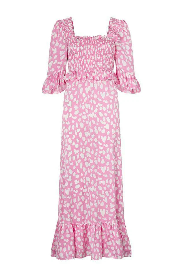 Kitri | Ara Pink Animal Smocked Dress