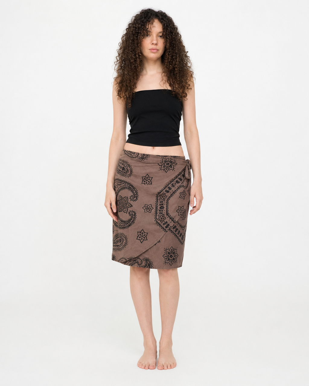 Moshchino | 1990's Vintage Brown Bandana Print Wrap Around Short Skirt