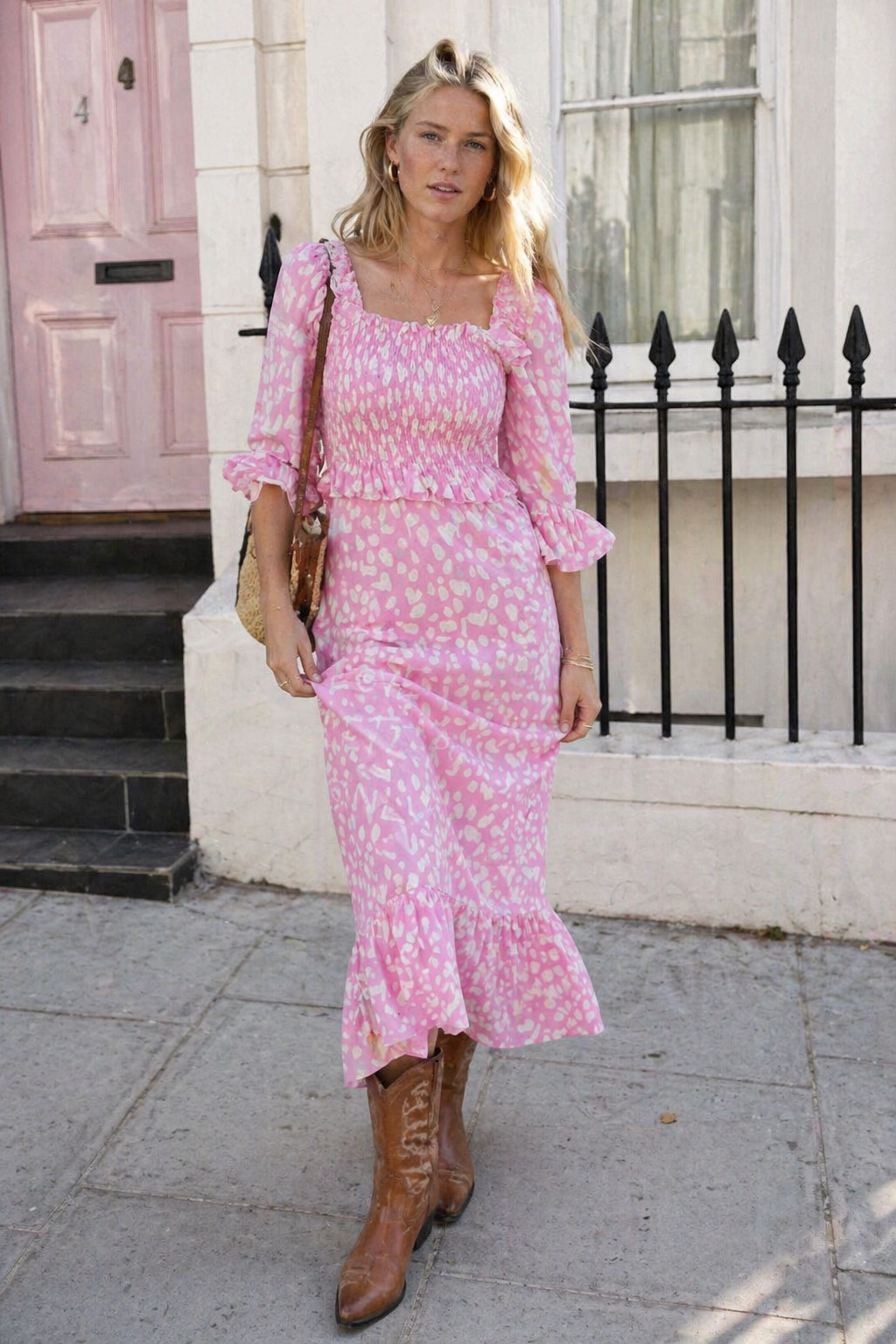 Kitri | Ara Pink Animal Smocked Dress